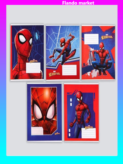 !Тетрадь в линейку 12 листов, 3 штуки МИКС, обложка мелованный картон, Человек-паук