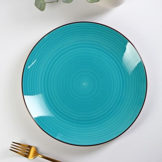 #Тарелка керамическая обеденная Доляна «Морской мир», d=27 см, цвет голубой
