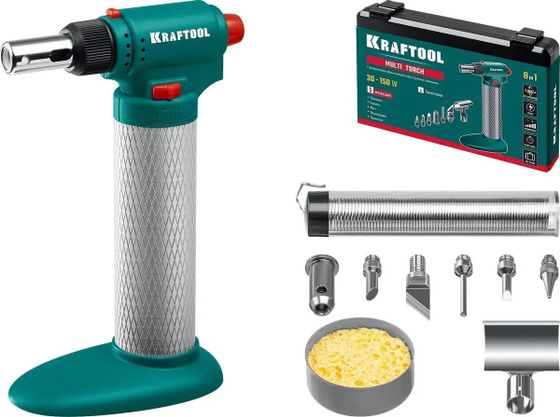 Паяльник газовый Kraftool Multi Torch 120Вт жало: 7шт 450°С...1300°С кейс (55506-H8)