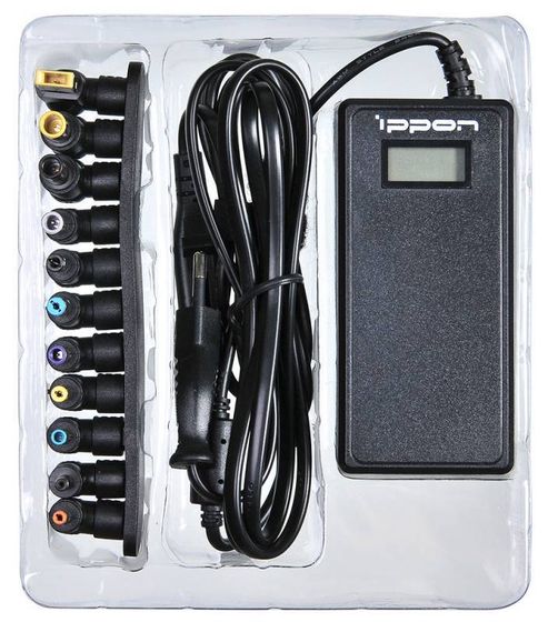 Блок питания Ippon D90U автоматический 90W 15V-19.5V 8-connectors 4.5A 1xUSB 2.1A от бытовой электросети LСD индикатор