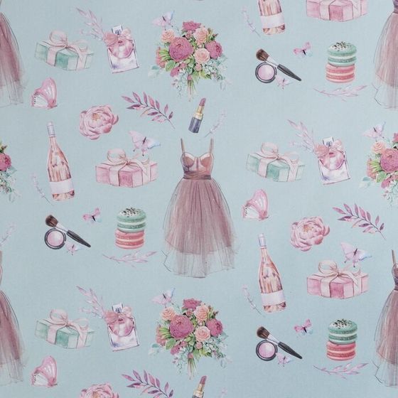 !09 Бумага упаковочная 3 листа глянцевая «Женские аксессуары», 70 × 100 см.