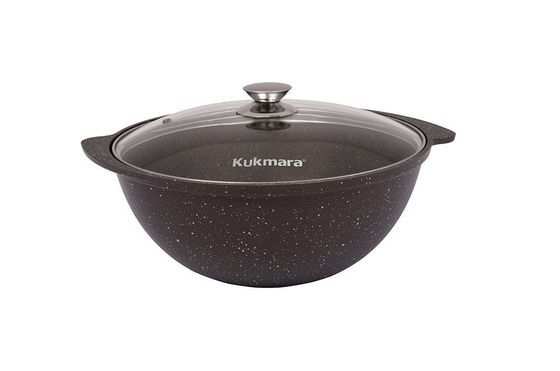 Казан Kukmara для плова Мраморный 4,5л кмк47а АП, стекл.крышка, кофейный