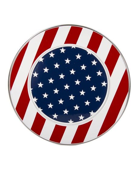 Stars Stripes Enamelware Chargers, Set of 2