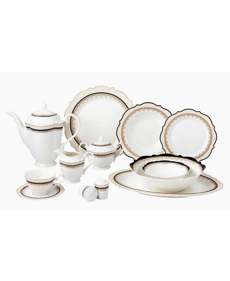 57 Piece Bone China Dalilah Dinnerware Set, Service for 8