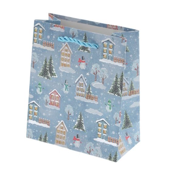 Пакет подарочный (бумага 210г/м2, блок 12шт), L12 W6 H14 см, 4в.