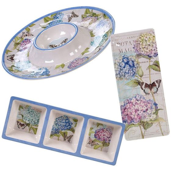 Hydrangea Garden Melamine 3-Pc. Hostess Set