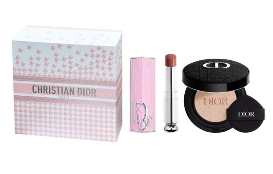 DIOR Rose Pink Printed Shimmering Makeup Holder Box Makeup Sets Easy-to-Blend Correcting Skin Tone 3.2g+13g