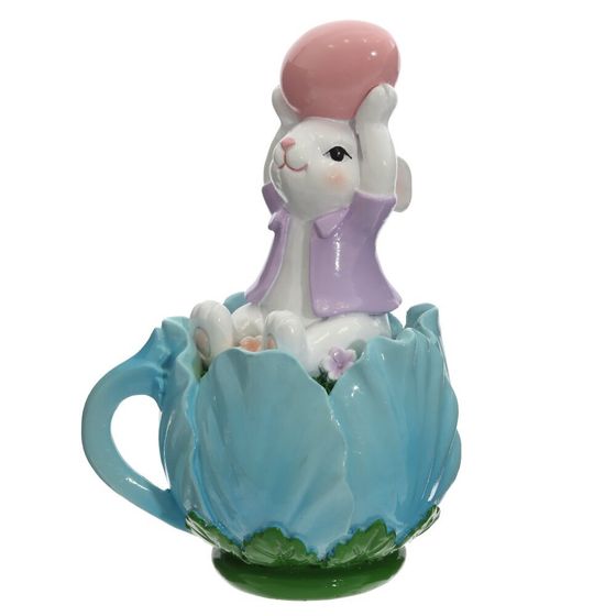 Фигурка декоративная &quot;Заяц в чашке&quot;, L9 W7,5 H14 см