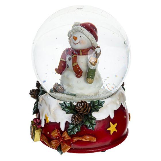 Фигурка декоративная в стекл. шаре &quot;Снеговик&quot; с музыкой, D 10 см, L10 W10 H14,5 см