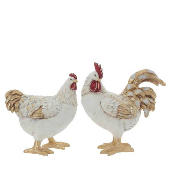 Фигурка декоративная &quot;Петух/Курица&quot; (блок 2шт), L18 W9,5 H20 см, 2в.