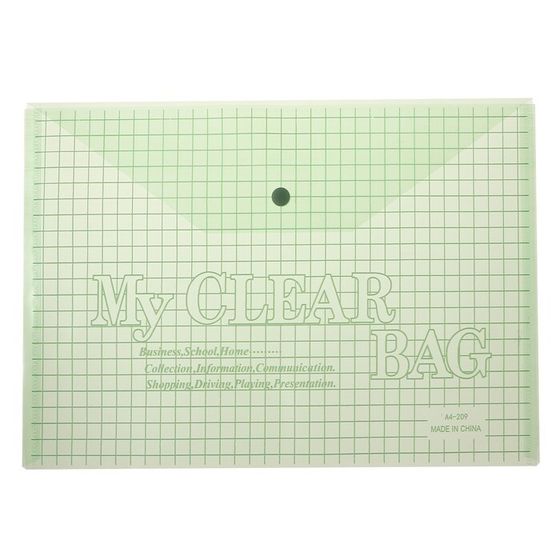 Набор папок-конвертов на кнопке А4, 180 мкр, 12 штук, клетка тонированная зелёная