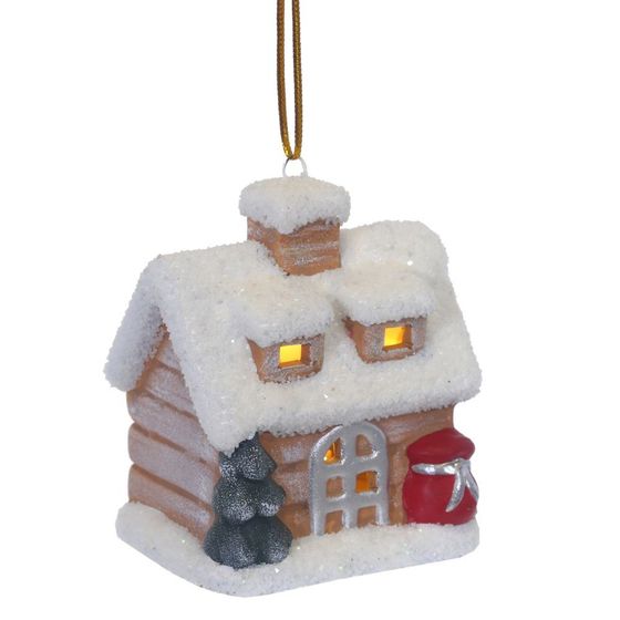 Украшение новогоднее "Домик" с подсветкой (LR44 2 шт), L7 W5,5 H8 см, 3в.