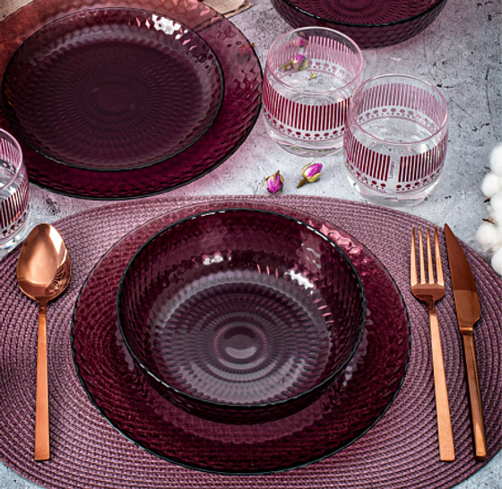 Набор столовый ИДИЛЛИЯ ЛИЛАК 16пр со стаканами РОМБ ЛИЛАК 330мл