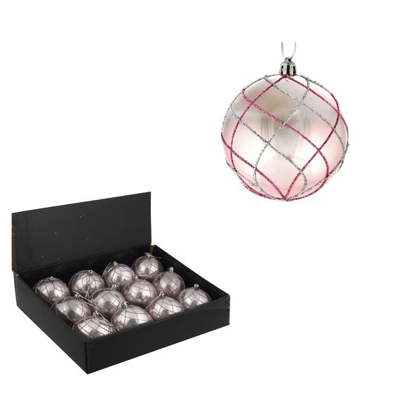 Набор из 12шт Украшение новогоднее Шар "Алмазная сетка", D 8 см, L35 W27 H9 см