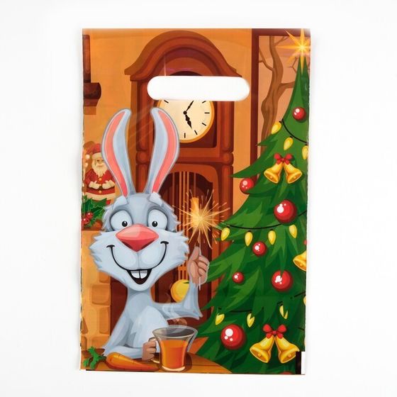 !09 Пакет &quot;Зайчик с елкой&quot; (набор 23 штуки) полиэтиленовый с вырубной ручкой, 30 мкм 20 х 30 см.