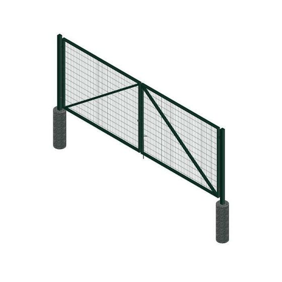 Ворота, распашные, с заполнением, 4 × 2 м, с проушинами, 2 фиксатора, зелёные