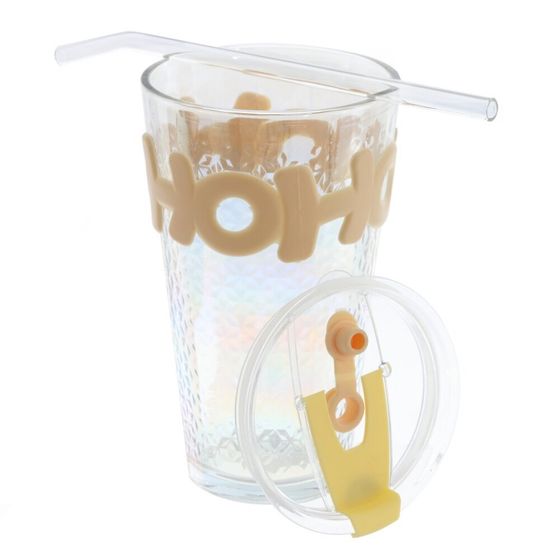 Стакан с трубочкой, 450 мл, L9 W9 H0,5 см, 3в.