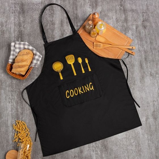 Фартук Этель &quot;Cooking&quot;, цв. черный, 70*68 см, 100% п/э
