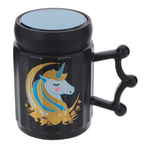 Кружка с крышкой, 350 мл, L12 W8 H12 см, дизайн микс