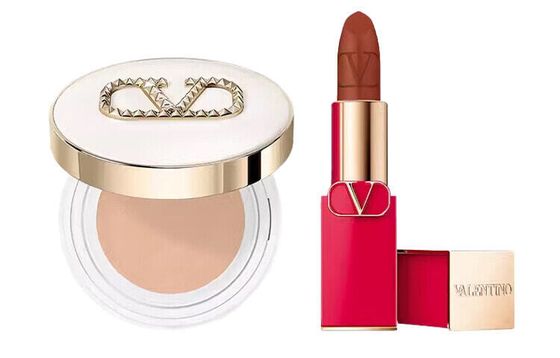 Valentino Indulgent Pink Limited Long-Lasting Makeup Sets Easy To Blend Matte Air Cushion LIGR2+Red Tube 77A