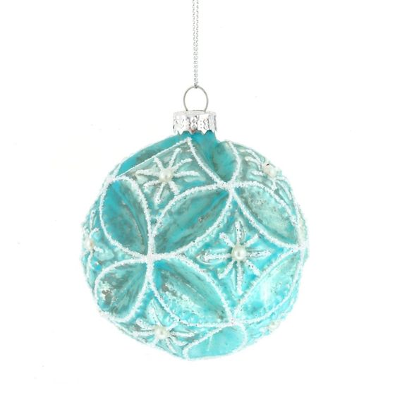 Украшение новогоднее Шар "Веселые ребята в бирюзовом" (блок 12 шт), D8 см, L36 W28 H11 см, 6в.