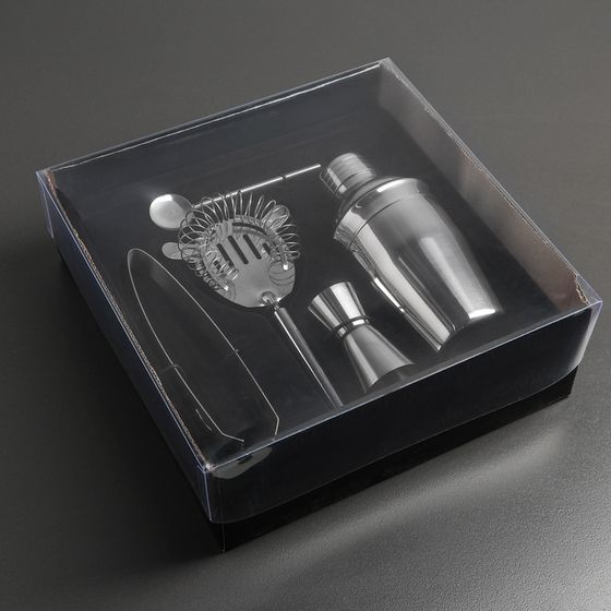 !09 Набор для бара «Биг Джон», 5 предметов: щипцы, стрейнер, ложка, шейкер, джиггер, нержавеющая сталь