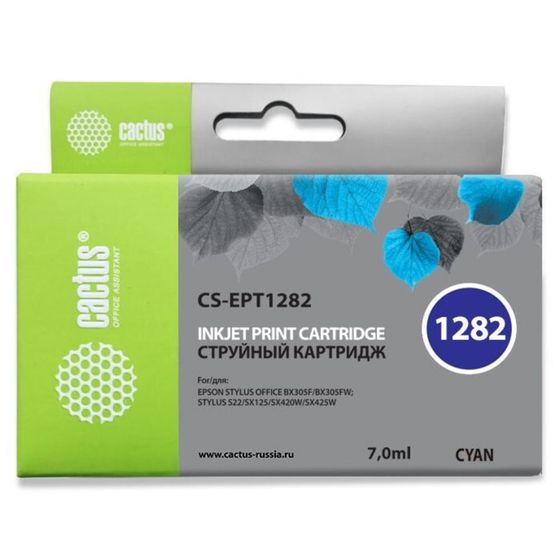 Картридж струйный Cactus CS-EPT1282 голубой для Epson Stylus S22/S125/SX420/SX425/Office BX305 (7мл)