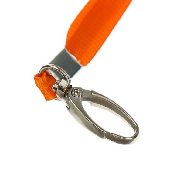 !09 Лента для бейджа(набор 5 штук) ширина-9 мм, длина-80 см с широким металлическим карабином, оранжевая