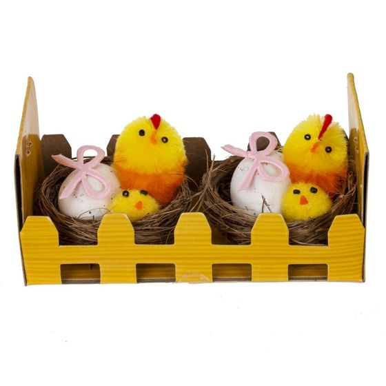 Набор из 2-х изделий декоративных &quot;Гнездо пасхальное&quot;, L11 W6 H6 см