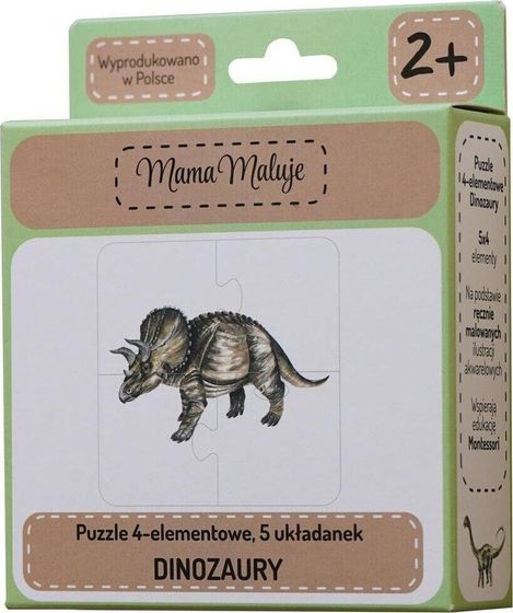 Mama Maluje Puzzle 4-elementowe Dinozaury