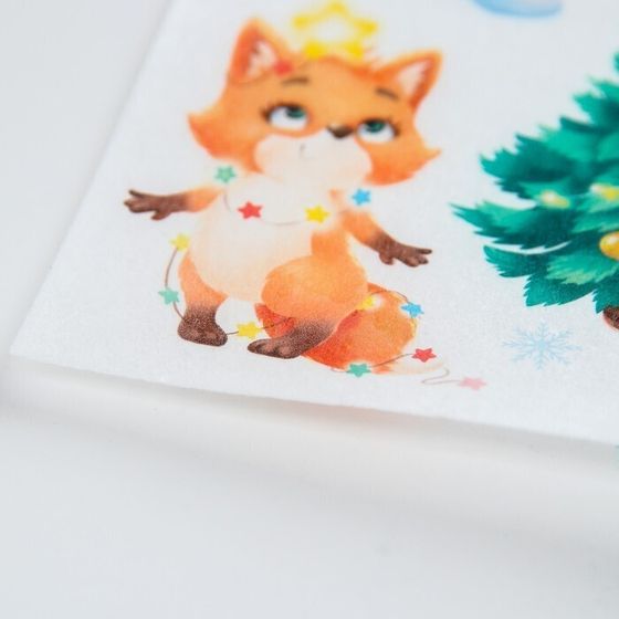 !09 Комплект из 2-х штук - Съедобные цветные картинки на вафельной бумаге «Веселого нового года», 1 лист А5