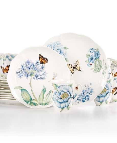 Butterfly Meadow Blue 18 Pc. Dinnerware Set, Service for 6, Exclusively at Macy’s