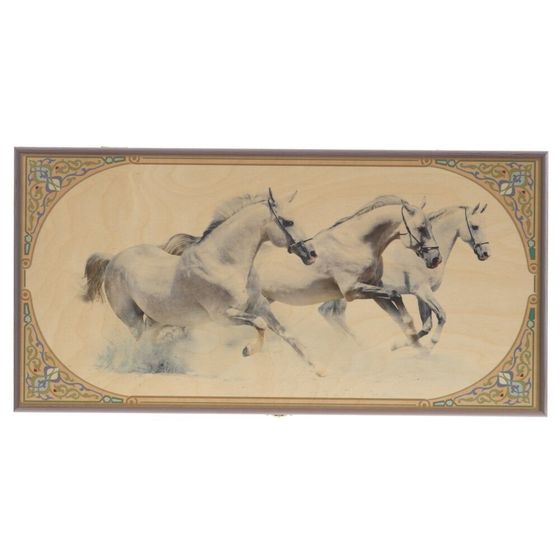 Игра настольная 2 в 1 ( шашки, нарды) "Белые лошади", L50 W25 H4 см