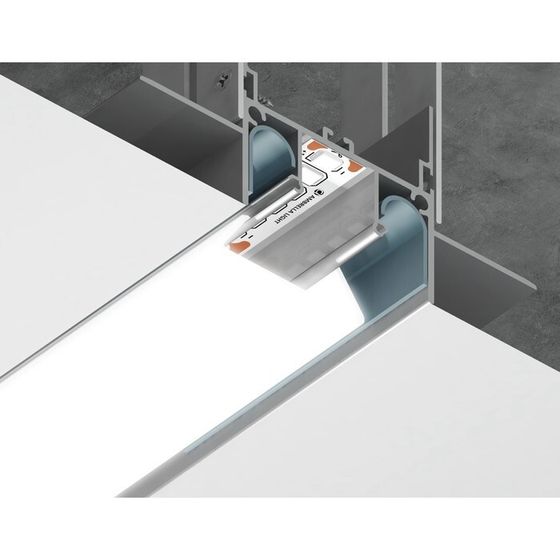 Профиль алюминиевый для натяжного потолка Ambrella Illumination Alum Profile, GP4000AL, 2000х34х72.2 мм, цвет серебро, матовый рассеиватель