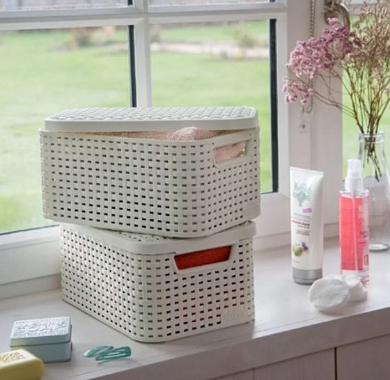 Корзина RATTAN STYLE BOX S кремовая