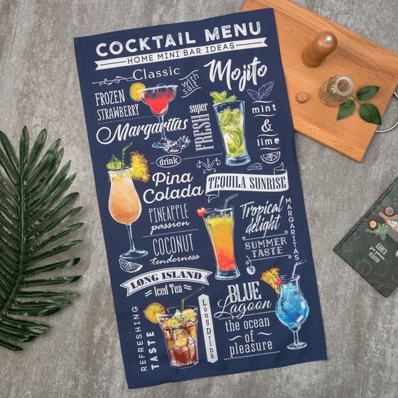 Полотенце &quot;Этель&quot; Cocktail menu 40х73 см, 100% хлопок, саржа 190 гр/м2