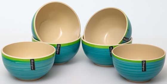 !09 Салатник ELRINGTON АЭРОГРАФ ВЕСЕННЯЯ КАПЕЛЬ 140 мм, 500 мл керамика цвет бирюзовый