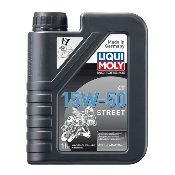 Моторное масло для 4-тактных мотоциклов LiquiMoly Motorbike 4T Street 15W-50 SL MA2 НС-синтетическое, 1 л (2555)