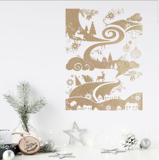 !09 Набор 2 штуки - Наклейка интерьерная с блесками &quot;Пейзаж&quot; 29.7*42 см.