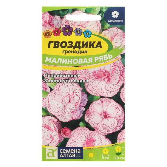Семена цветов Гвоздика гренадин &quot;Малиновая рябь&quot;, Сем. Алт, ц/п, 0,1 г