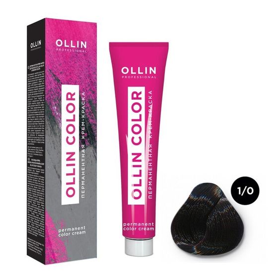 Крем-краска для волос перманентная Ollin Professional Color, тон 1/0 иссиня-чёрный, 60 мл