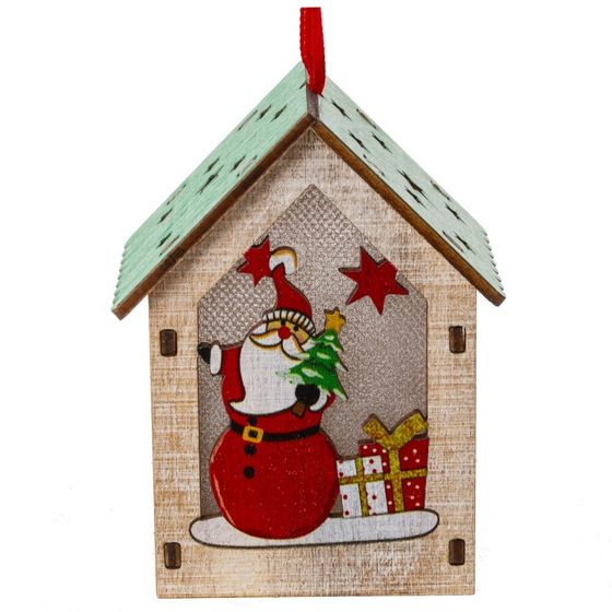 Изделие декоративное подвесное &quot;Домик&quot; с подсветкой, L5,5 W5 H9 см, 2в.