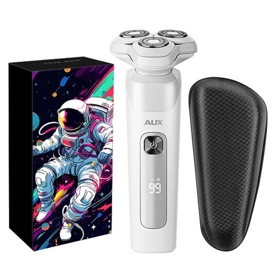 AUX 338 Swivel Type Razors Stainless Steel Wet And Dry Double Shaving Men&#39;s Electric Rechargeable White