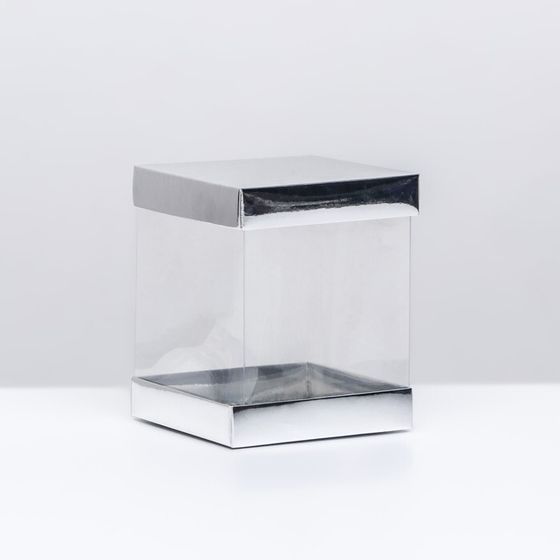 Коробка с PVC Мини 10 X 10 X 12 см &quot;Серебро&quot;