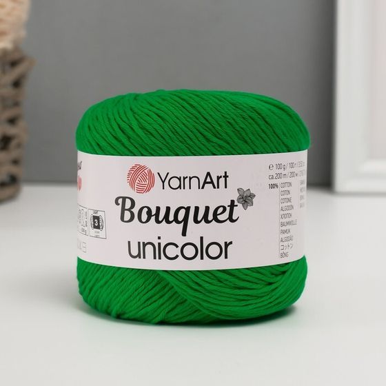 Пряжа &quot;Bouquet Unicolor&quot; 100% хлопок 200м/100г (3220 зелень яркая)