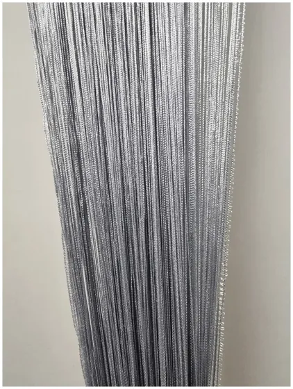 !09 Нитяная занавеска цвет серый с пайетками (300*300)
