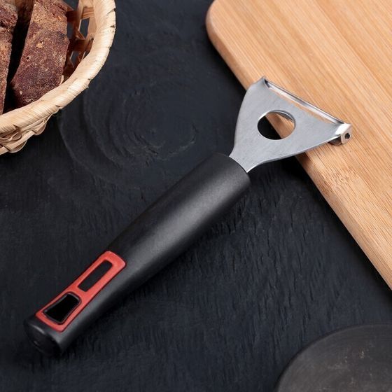 !09 Овощечистка горизонтальная «Чили», 18,5 см, цвет чёрный