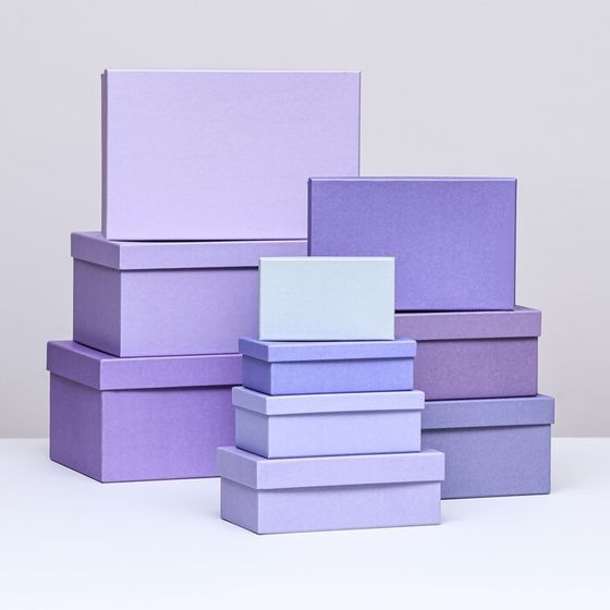 Набор коробок 10 в 1 &quot;Оттенки фиолетового&quot;, 32,5 х 20 х 12,5 - 12 х 7 х 4 см