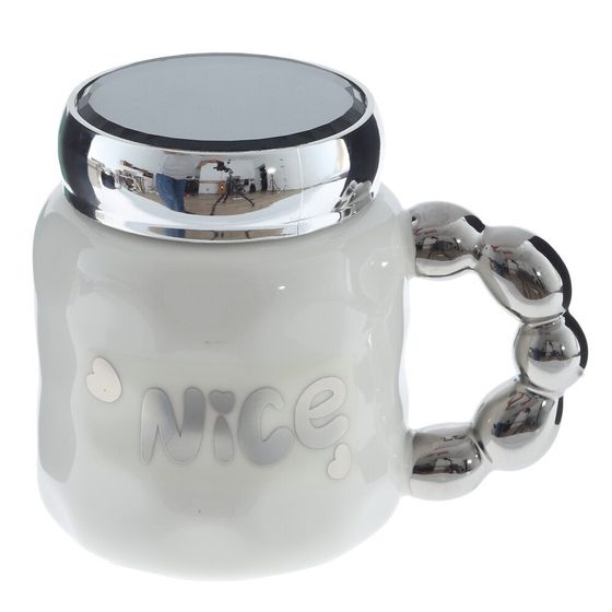 Кружка с крышкой, L6,8 W6,8 H10,8 см, цвет микс