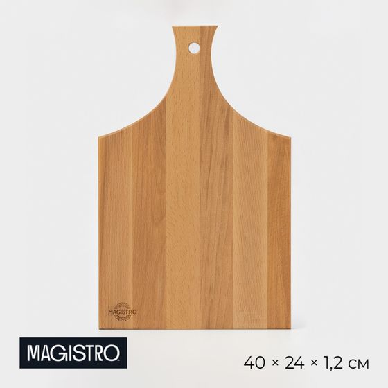 Доска разделочная деревянная с ручкой Magistro, 40×24×1,2 см, дуб